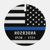 Polizeibeamte personalisiert Thin Blue Line Ornament Aus Glas (Rückseite)