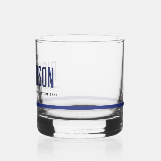 Polizeibeamte personalisiert Thin Blue Line Whiskyglas (Rückseite)