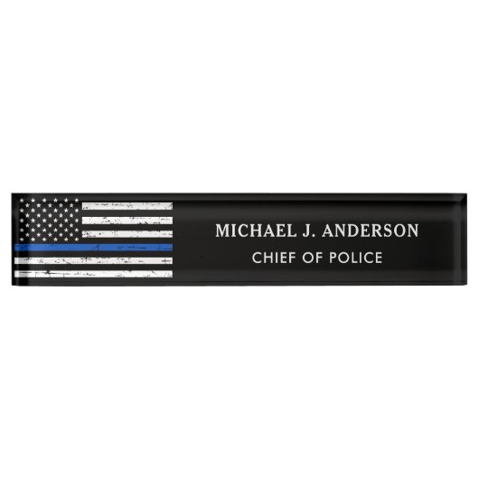 Polizeibeamte Personalisierte Flagge mit blauer Li Namensplakette (Vorderseite)
