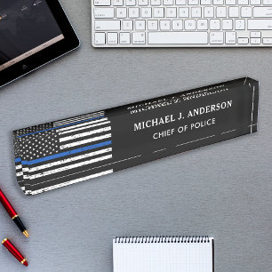 Polizeibeamte Personalisierte Flagge mit blauer Li Namensplakette