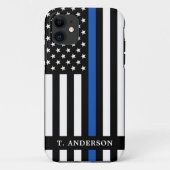 Polizeibeamte Personalisierte Thin Blue Line Case-Mate iPhone Hülle (Rückseite)