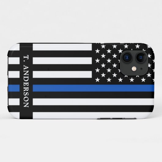 Polizeibeamte Personalisierte Thin Blue Line Case-Mate iPhone Hülle (Rückseite (Horizontal))