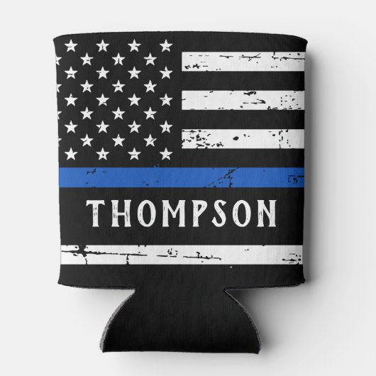 Polizeibeamte Personalisierte Thin Blue Line Dosenkühler (Rückseite)