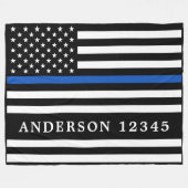 Polizeibeamte Personalisierte Thin Blue Line Fleecedecke (Vorderseite (Horizontal))