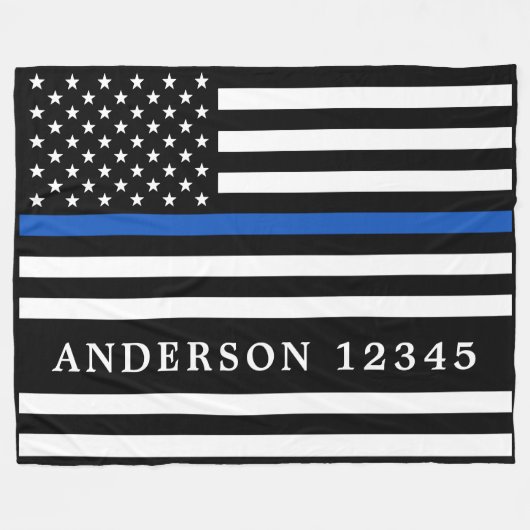 Polizeibeamte Personalisierte Thin Blue Line Fleecedecke (Vorderseite (Horizontal))