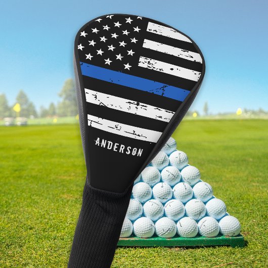 Polizeibeamte Personalisierte Thin Blue Line Golf Headcover