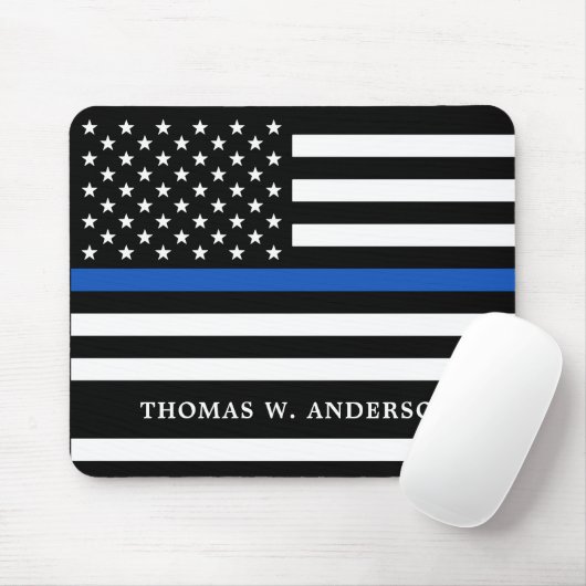Polizeibeamte Personalisierte Thin Blue Line Mousepad (Mit Mouse)