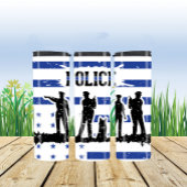 Polizeibeamte, Polizei K9, blau und weiß Thermosbecher