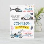 Polizeibeamte Polizist Geburtstagspartei Einladung (Stehend Vorderseite)