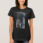 Polizeibeamte remüde US Flag Blue Line Retiremen T-Shirt (Vorderseite)