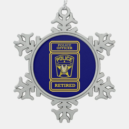 Polizeibeamte Remüdes Abzeichen Schneeflocken Zinn-Ornament (Vorderseite)