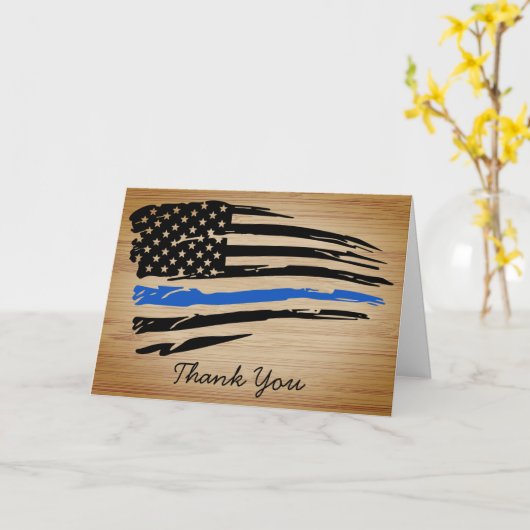 Polizeibeamte Rustic Thin Blue Line Vielen Dank Karte (Gelbe Blume)
