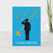 Polizeibeamte Silhouette & Sterne Weihnachtskarte Karte (Vorderseite)