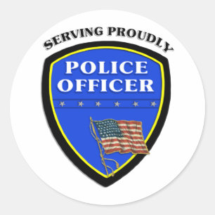 Polizeibeamte stolz runder aufkleber