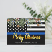 Polizeibeamte Strafverfolgung frohe Weihnachten Dankeskarte (Stehend Vorderseite)