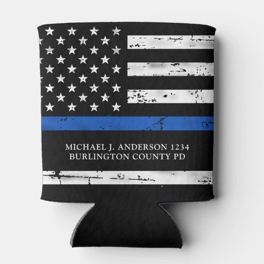 Polizeibeamte Strafverfolgung Thin Blue Line Dosenkühler (Rückseite)