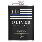 Polizeibeamte| Thin Blue Line Thin Black Flachmann (Vorderseite)