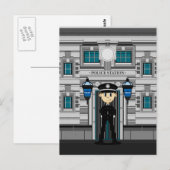 Polizeibeamte und Polizeistation Postkarte (Vorne/Hinten)