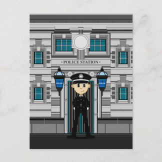 Polizeibeamte und Polizeistation Postkarte