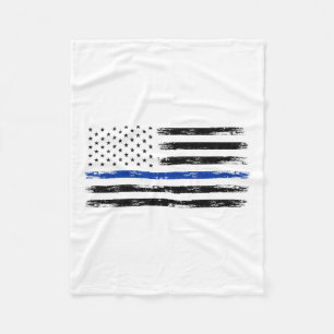 Polizeibeamte Usa American Flag Thin Blue Line Fleecedecke