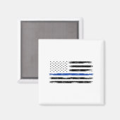 Polizeibeamte Usa American Flag Thin Blue Line Magnet (Vorderseite/Rückseite)
