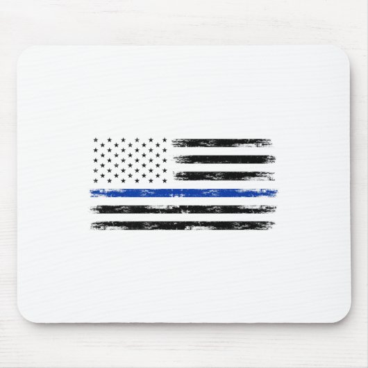 Polizeibeamte Usa American Flag Thin Blue Line Mousepad (Vorne)