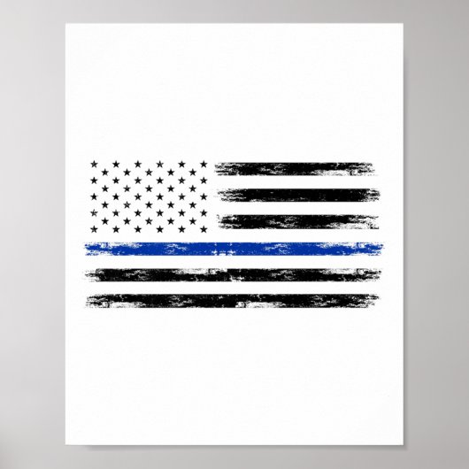 Polizeibeamte Usa American Flag Thin Blue Line Poster (Vorne)