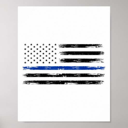 Polizeibeamte Usa American Flag Thin Blue Line Poster (Vorne)