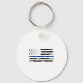 Polizeibeamte Usa American Flag Thin Blue Line Schlüsselanhänger (Vorderseite)