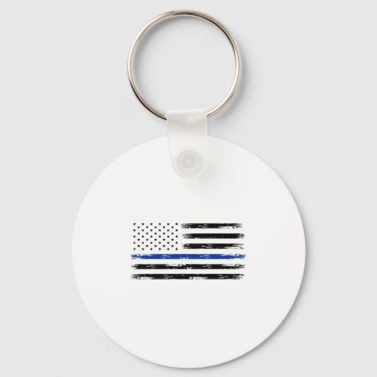 Polizeibeamte Usa American Flag Thin Blue Line Schlüsselanhänger (Vorderseite)