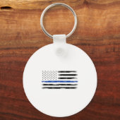 Polizeibeamte Usa American Flag Thin Blue Line Schlüsselanhänger (Vorderseite)