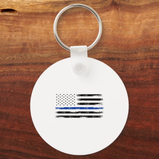 Polizeibeamte Usa American Flag Thin Blue Line Schlüsselanhänger (Vorderseite)
