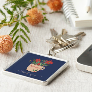 Polizeibeamte Vielen Dank bei Christmas Poinsettia Schlüsselanhänger