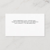 Polizeibeamte Vielen Dank, dass Sie sich für die b Visitenkarte (Rückseite)