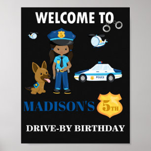 Polizeibeamte willkommen Party-Zeichen Girl-Polize Poster