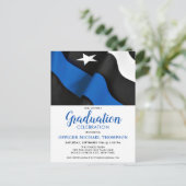 Polizeibeamter Abschluss der Blue Line-Flagge Einladungspostkarte (Stehend Vorderseite)
