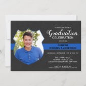 Polizeibeamter Abschluss Foto Thin Blue Line Einladung (Vorderseite)