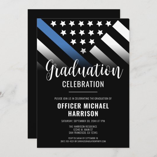 Polizeibeamter Abschluss Strafverfolgung Einladung (Vorne/Hinten)