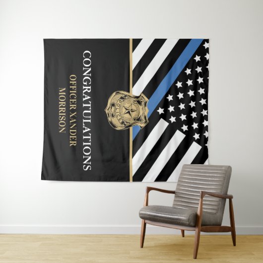 Polizeibeamter Abschluss Strafverfolgung Wandteppich (Beispiel (Horizontal))