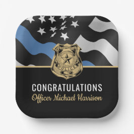 Polizeibeamter Abschluss - Strafverfolgungsflagge Pappteller