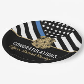 Polizeibeamter Abschluss - Strafverfolgungsflagge Pappteller (Schrägansicht)