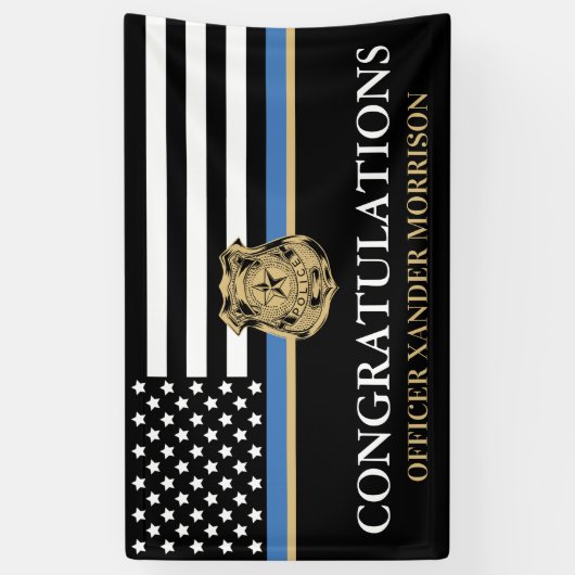 Polizeibeamter Abschluss Thin Blue Line Banner (Vertikal)