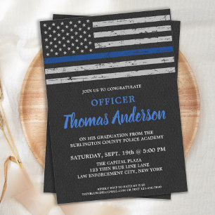 Polizeibeamter Abschluss Thin Blue Line Party Einladung