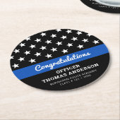 Polizeibeamter Abschluss Thin Blue Line Party Runder Pappuntersetzer (Angewinkelt)