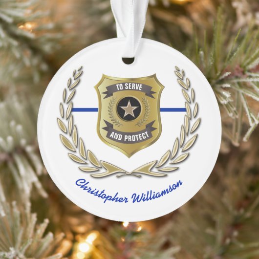 Polizeibeamter Abzeichen Personalisiert Ornament (Baum)