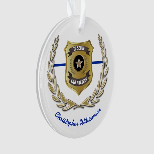 Polizeibeamter Abzeichen Personalisiert Ornament (Vorderseite)