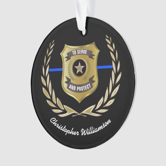 Polizeibeamter Abzeichen Personalisiert Ornament (Vorderseite)