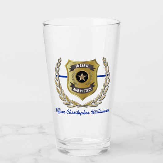 Polizeibeamter Abzeichen Personalisiert Pint Glas (Vorderseite)