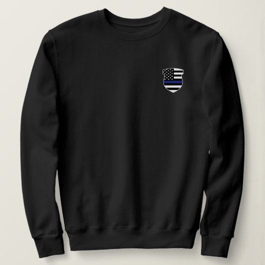Polizeibeamter Abzeichen Thin Blue Line Flag Sweatshirt (Design vorne)