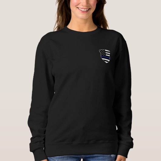 Polizeibeamter Abzeichen Thin Blue Line Flag Sweatshirt (Vorderseite)